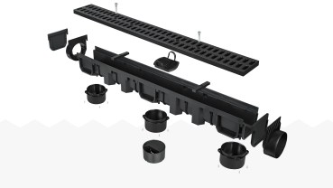 aquer 1000x130x105 mm A15 SD Plastic drainage gutter with plastic grate
